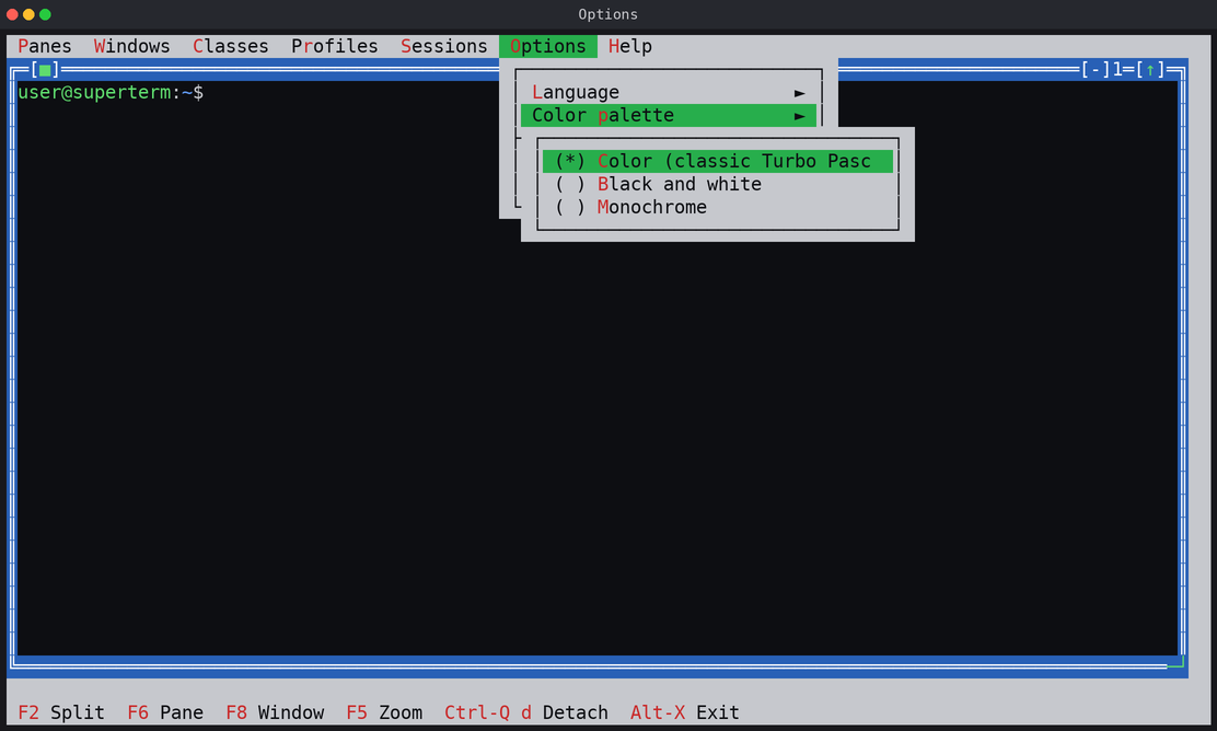 Options dialog